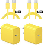 iPhone 17 16 15 Charger Fast Charging 10FT - 20W USB C Charger Block with 10FT Type C to C Cable Compatible with iPhone 17/17 Pro/17 Pro Max/Air/16/16e/15, iPad Pro, iPad Air (Yellow)
