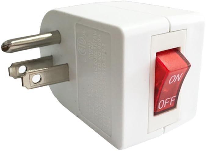 oviitech 3 Pack Grounded Outlet Wall Tap Adapter with On/Off Power Switch，Single Outlet with Switch in White