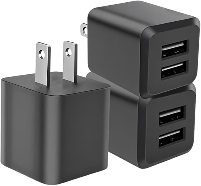 USB Wall Charger, Dual Port USB Cube Power Adapter Charger Plug Block Charging Box, Dual Port Wall Fast Charging Adapter, Compatible for i Phone 14 13 12 11，Black