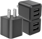 USB Wall Charger, Dual Port USB Cube Power Adapter Charger Plug Block Charging Box, Dual Port Wall Fast Charging Adapter, Compatible for i Phone 14 13 12 11，Black