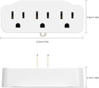 3 Prong Outlet Extender, HITRENDS 3 Way Plug Adapter, Power Splitter 3 Prong with Grounded Plug, 3 Outlet Adapter Use for Home/Office/Dorm, White, 2 Pack