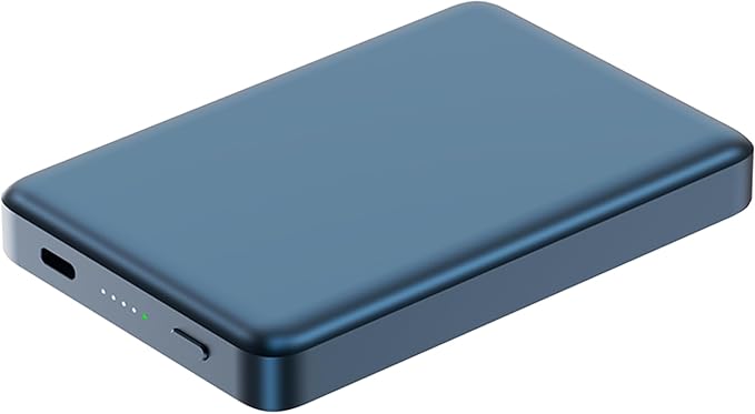 X Blade 10K Slim Magnetic Power Bank - 10000 mAh - MagSafe Portable Charger for iPhone and Samsung, Wireless Fast Charging USB-C PD 20W, Ultra Thin Metal Design, Metallic Blue