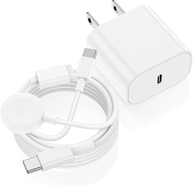 2 in 1 Apple Watch Charger,6ft Fast Magnetic iWatch Charger/USBC to USB C Charging Cable Cord and Type C Wall Charging Block for iWatch Series 10/9/Ultra/8/7/SE/6/5/4/3/2/iPhone 17 Pro Max/16 Pro/15