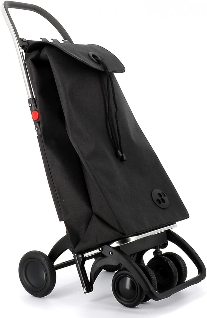 ROLSER I-Max Tweed 4 Wheel 2 Swivelling Foldable Shopping Trolley - Black