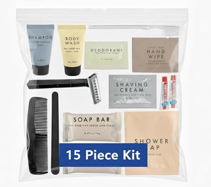 Trail maker (50 Pack) Bulk Hygiene Kits – 15-Piece Toiletry Set per Pack for Homeless Care, Travel, Emergency Shelters, TSA Friendly Essentials & Charity Donations