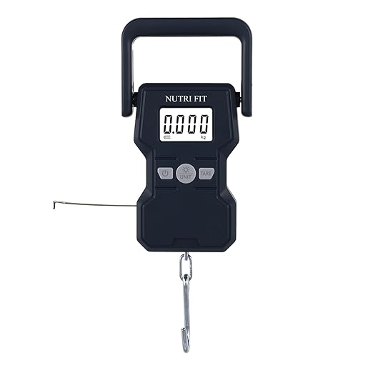 NUTRI FIT Luggage Weight Scale 110lb/50kg Hanging Luggage Scale for Suitcase with Comfortable Handle and Large Hook, Portable Fishing Scale, Backlit LCD for Travel with Measuring Tape