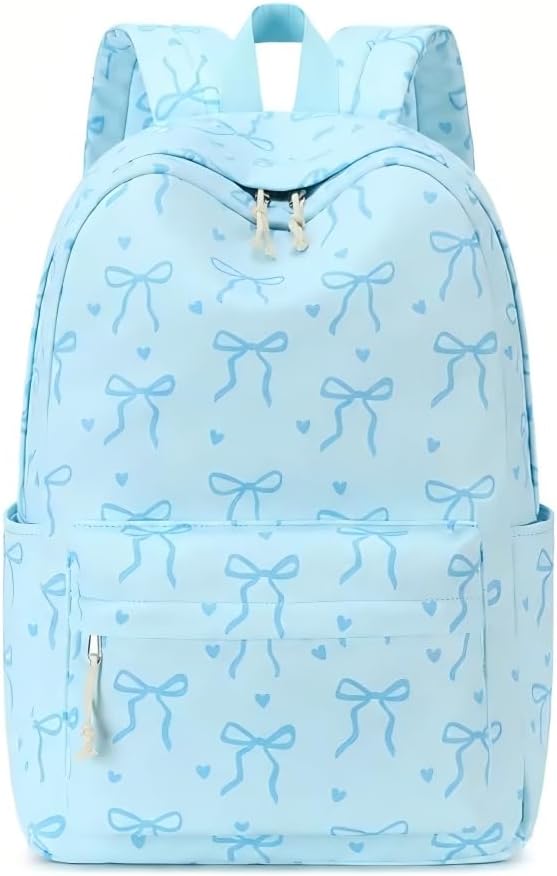 LOIDOU Backpack for Girls School Backpacks Bookbags for Elementary Middle School Women Laptop Backpacks (Bow Tie BLUE, L-17)