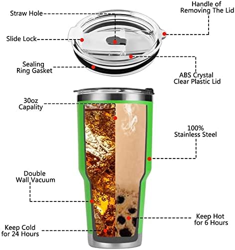 D·S 30 oz Green Tumbler Stainless Steel Double Wall Vacuum Insulated Mug with Straw and Lid, Cleaning Brush for Cold and Hot Beverages