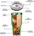 D·S 30 oz Green Tumbler Stainless Steel Double Wall Vacuum Insulated Mug with Straw and Lid, Cleaning Brush for Cold and Hot Beverages