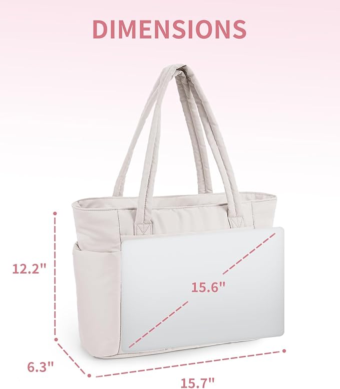 Wandering Nature Puffer Tote Bag with Cup Holder & Laptop Compartment & Trolley Sleeve for Travel, Work, Nurse, Women