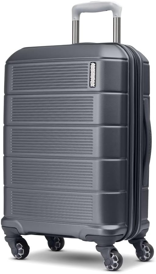 American Tourister Stratum 2.0 Carry-On Luggage, Expandable Hardshell Suitcase with Spinner Wheels, Ergonomic Handle Grip, Durable ABS Shell, Large Zipper Pulls, Max Capacity Interior - Charcoal