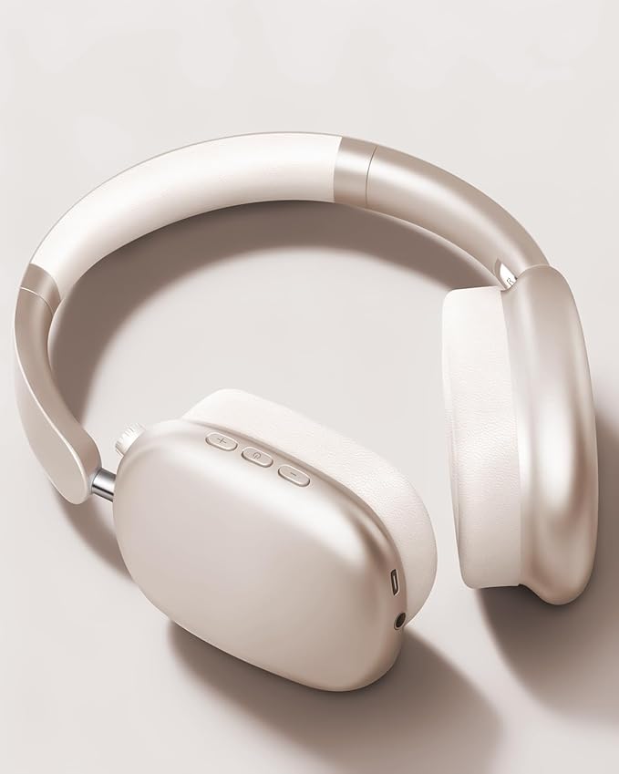 Wentronic Y01 Wireless Noise Canceling Headphones Bluetooth 5.3 Over Ear Headphones with Microphone, Hi-Res Audio, 48H Playtime, Foldable Comfortable Earpads,Compatible with iOS,Android,PC, Starlight