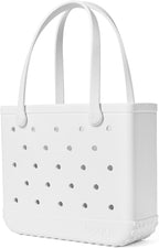 BOGG BAG Medium Tote – 15” x 12.5” x 5” – Durable, Washable, Tip-proof – Beach, Pool, Boat, Work, Sports (For Shore White)