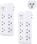 2 Pack Surge Protector Outlet Extender, 9 AC Multi Outlet Wall Plug with Rotating Plug, 1800J Wall Charger, 3-Sided Power Strip Electrical Plug Adapter Outlet Splitter for Home Office Dorm,White
