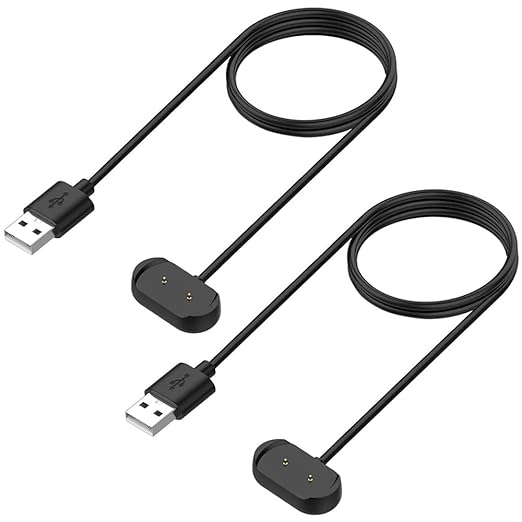 Charger for Amazfit Bip 5/3, T-Rex Pro, GTS 4 Mini, GTS 2/2e, GTR 2/2e, 2 GTR Mini Smart Watch - Replacement Magnetic Charging Cable (2-Pack, 1m/3.3ft)