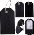 BlueCosto - Luggage Tags - Large, Black, 5 PK - PVC Suitcase Tags w/Privacy Cover & Stainless Steel Wire Loops - Personalized Baggage Identifiers for Travel - Backpack Name Labels
