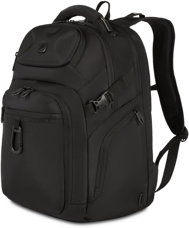 SwissGear Endure ScanSmart 17" Laptop Backpack – Reflective Tech Backpack with ScanSmart Compartment – Multiple Organizer Pockets – Black