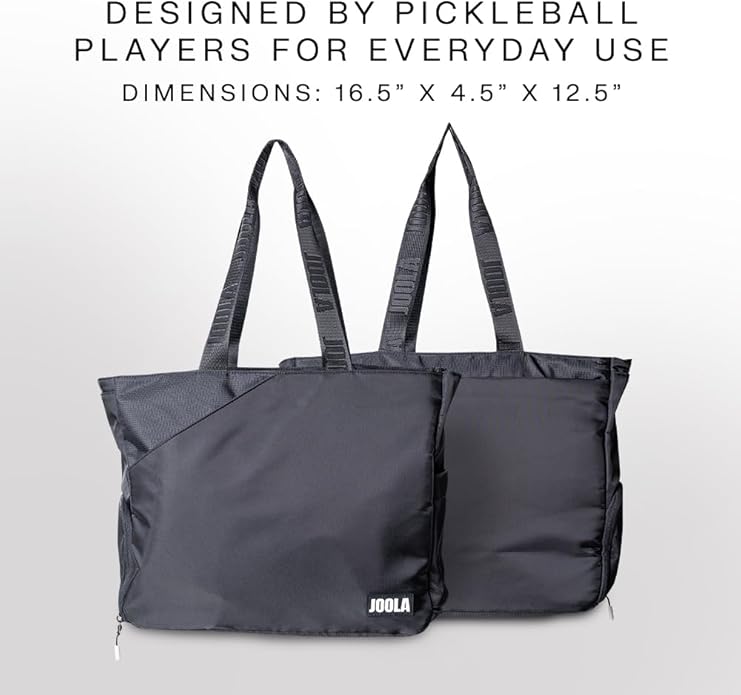 JOOLA Everyday Tote Bag - Pickleball Tote with Paddle Pocket, Laptop Sleeve & Ventilated Shoe Compartment - Black/White/Latte