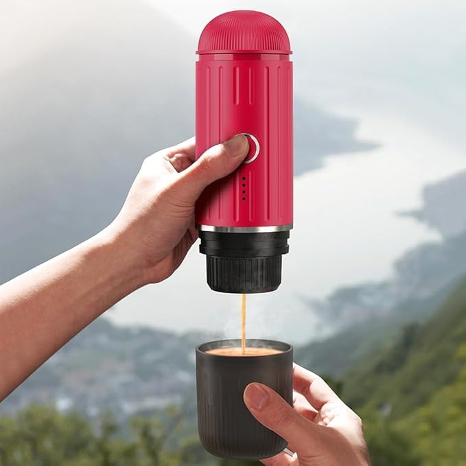 Portable Electric Espresso Machine, Travel Coffee Maker for Camping, Car Self-Heating Coffee Machine with USB-C, Compatible With NS Capsules & Ground Coffee, Portable Coffee Maker for Hiking,RV,Office