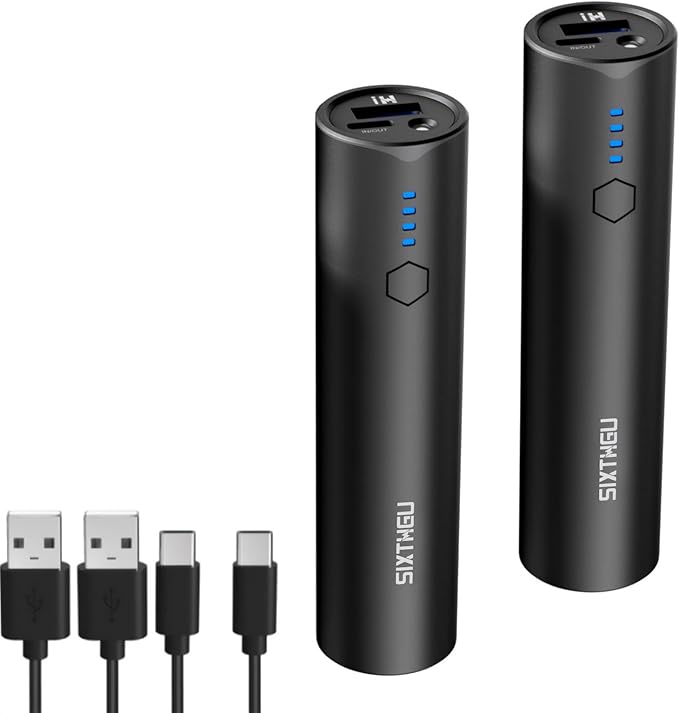 SIXTHGU Portable Charger, 5000mAh Mini Power Bank, S03 2-Pack Pocket Size Fast Charging USB-C (in&Out), PowerNano, Compatible with iPhone Series, Android Phone and More