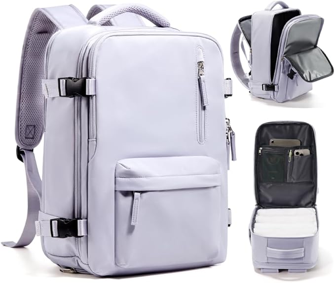 Travel Backpack Women,Carry On Backpack Flight Approved 18x14x8 inches Bag Spirit Airlines Personal ltem,College Sports Hiking Rucksack Waterproof Casual Daypack Laptop Blackpack Men Taro Purple