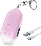Self Defense Keychain Personal Alarm- 130dB Rechargerable Self Defense Alarm Keychian with Emergency LED Flashlight - Security Personal Protection Device for Women Girls Kids Elderly