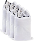 LFH Cotton Rich Shoe Storage Bags with Drawstring, Dustproof Breathable Reusable Organizer, Perfect For Travel, Dorm, Hotel, College, Gym, Easy to Carry, Machine Washable 8"x17" (Pack of 4) - White