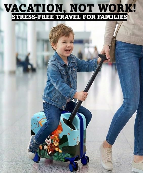 Fast Forward Paw Patrol 2-in-1 Kids 18" Suitcase & Ride-On Luggage - Lightweight Tow-Along Toddler Luggage with Wheels