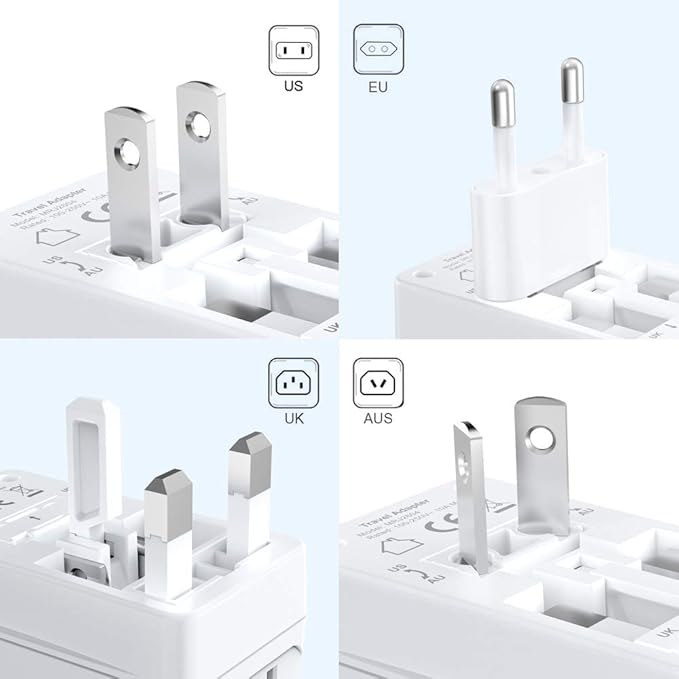ISELECTOR 250W Power Converter 220V to 110V Voltage Converter with 8 Charging Ports Universal Travel Adapter and UK/AU/US/EU Worldwide Plug Adapter, ETL Listed