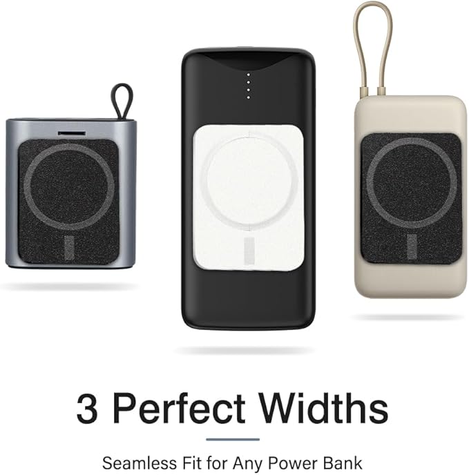 WALLFID MagPatch Magnetic Power Bank Adapter | 3 Sizes for MagSafe Phones | 3mm Thin with N52 Magnet | Includes 10cm 60W Type-C Cable | Magnetic Adapter (Black, Standard)