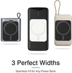 WALLFID MagPatch Magnetic Power Bank Adapter | 3 Sizes for MagSafe Phones | 3mm Thin with N52 Magnet | Includes 10cm 60W Type-C Cable | Magnetic Adapter (Black, Standard)