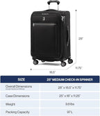 Travelpro Platinum Elite Softside Expandable Checked Luggage, 8 Wheel Spinner Suitcase, TSA Lock, Men and Women, Bordeaux Red, Checked Medium 25-Inch