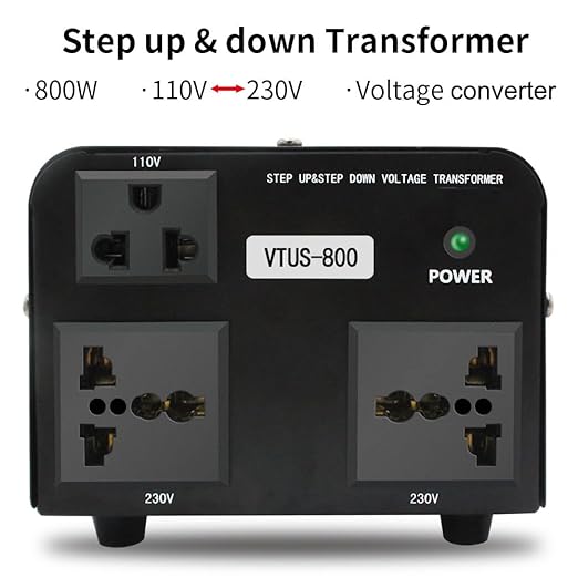 Yinleader 800W Voltage Converter Step Up 110V-120V to 220V-240V & Step Down 220V-240V to 110V-120V Power Transformer w/US Power Cord,Circuit Breaker Protection (VTUS-800)
