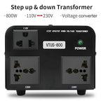 Yinleader 800W Voltage Converter Step Up 110V-120V to 220V-240V & Step Down 220V-240V to 110V-120V Power Transformer w/US Power Cord,Circuit Breaker Protection (VTUS-800)