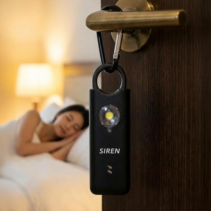 Personal Safety Alarm by Silent Beacon – 135dB Siren, Flashing Light, Pull & Vibration Activation, USB-C Rechargeable Keychain, Panic Button for Women, Seniors, Students, Lone Workers, and Travelers