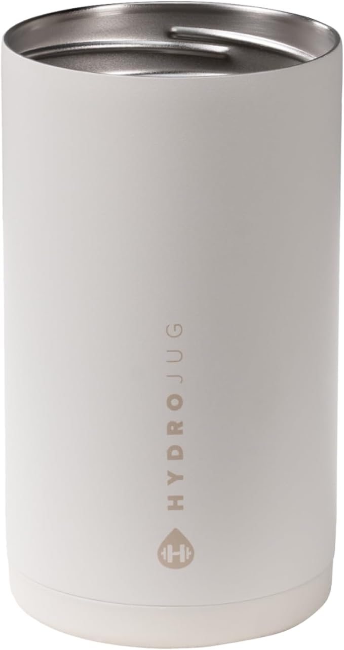 HydroJug Standard Can Cooler - 2-in-1 Insulated Can Cooler Cup - Stainless Steel Can Holder with Non-Slip Rubber Base - Screw-Top Lid - Dishwasher Safe - 16oz, Linen