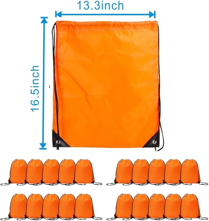 Drawstring Backpack Bulk 20 Pcs Draw String Backpack Bags DIY Gym Sports Traveling Yoga Cinch Bag Sackpack Drawstring (Orange)