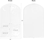Univivi Dance Costume Garment Bag, 40 Inch Garment Bags for Dance Costumes Kids Dance Costume Bag with 3 Medium Clear Zipper Pockets for Dance Costumes, Hanging Clothes (White)