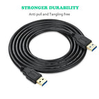 XBOHJOE USB 3.0 Male to Male Cable 15ft Type A Male to A Male Cord 5 Gbps Double USB a to USB a Cable Compatible with Hard Drive Cooling Fan/pad DVD Player and More (Black, 15FT)