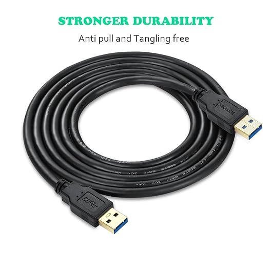 XBOHJOE USB3.0 Male to Male Cable 25FT USB Type A Male to A Male Cord 5 Gbps Double USB a to USB a Cable Compatible with Hard Drive Cooling Fan/pad DVD Player and More (Black, 25FT)