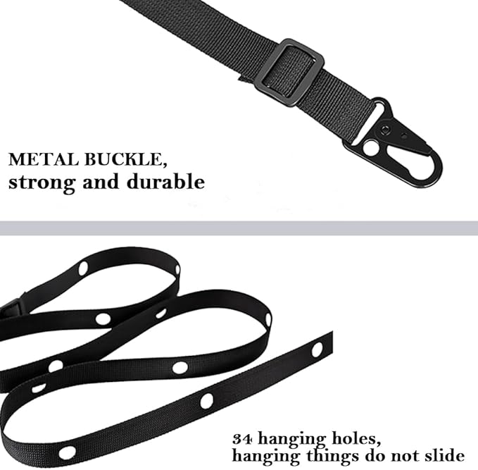Travel Clothesline, Portable Camping Clothesline, 12 Feet Long with Hole, Used for Hotel Room Cruise Ship Indoor Outdoor (Black)