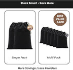 LFH Cotton Rich Shoe Storage Bags with Drawstring, Dustproof Breathable Reusable Organizer, Perfect For Travel, Dorm, Hotel, College, Gym, Machine Washable 12"x17" (Pack of 2) - Black sand
