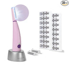 Michael Todd Beauty Sonicsmooth Pro+ Dermaplane Razor for Women Face + Eyebrow Trimmer Dermaplaning System w/LED Light Peach Fuzz Remover -16 Dermaplaning Blades & 2 Microsmooth Exfoliation Tips