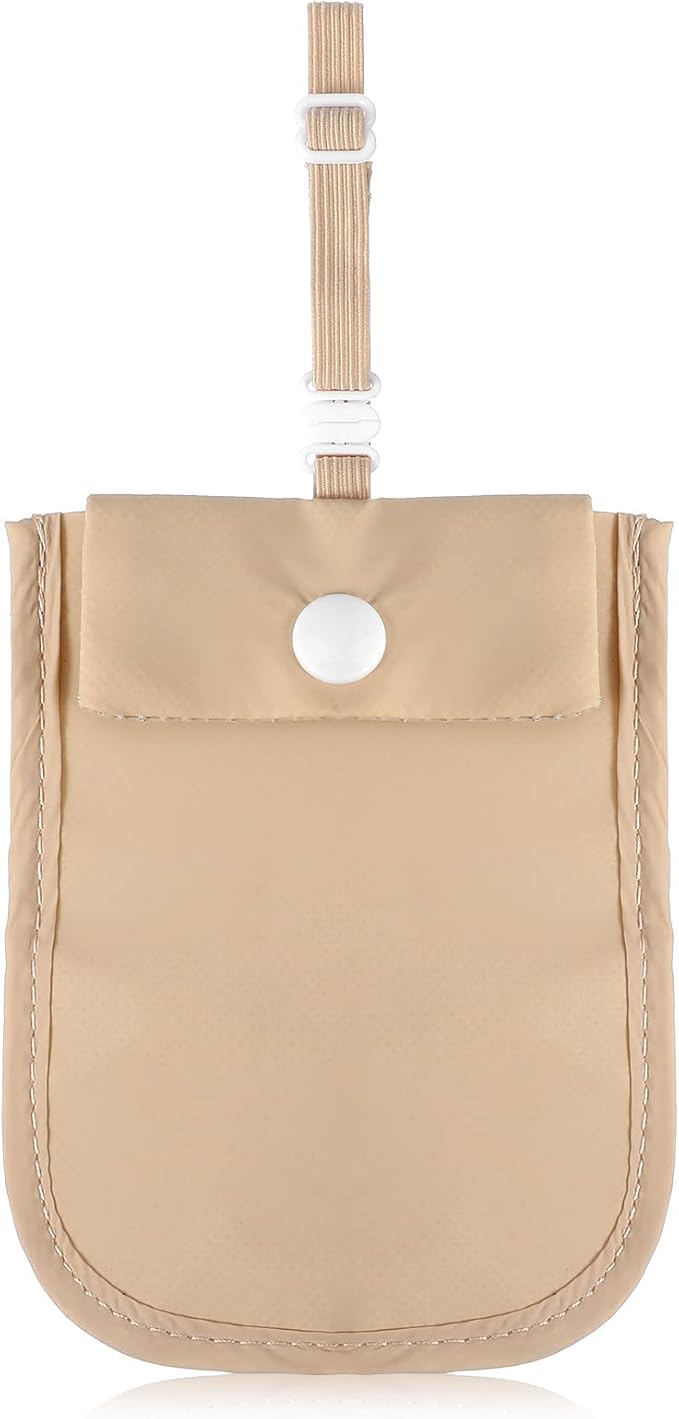 RFID Blocking Hidden Bra Wallet, Travel Money Pouch With Adjustable Strap, Money Belt for Travel Women Hidden, Secret Pocket for Valuables(Khaki)