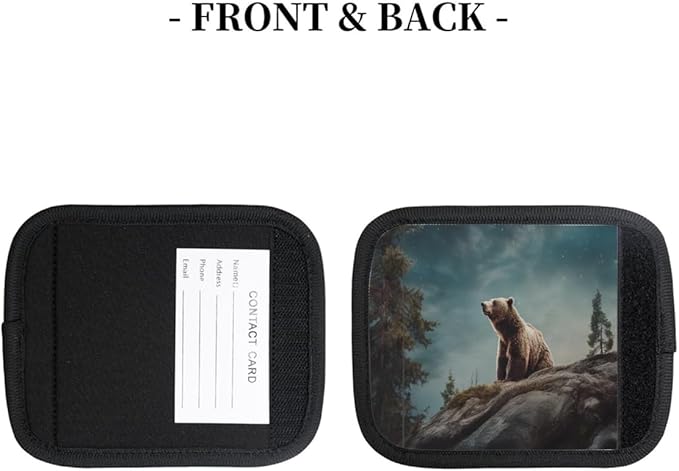 Animal Bear Tree 2 Pack Luggage Handle Wrap Set of Neoprene Luggage Tags for Suitcases Bag Strap Wrap Cover Travel Airplane Accessories Covers Markers Sleeve Grips Identifiers Cruise