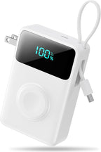 4-in-1 Portable Charger With Built-in Wall Plug&USB-C Cables,10800mAh Power Bank with iWatch Charger,QC4.0+PD 25W Fast Charging Battery Pack,Travel Essentials for iPhone 16/15,Apple Watch,Android etc