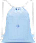 BAVELOE Drawstring Backpack Sports Gym Sackpack with Pockets Water Resistant Cinch String Bag for Women Men（Blue）