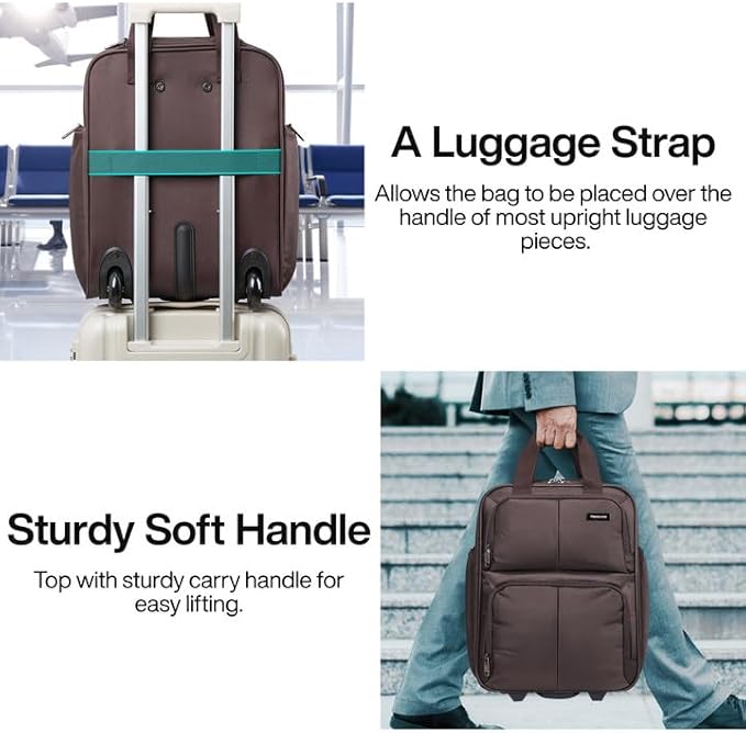 Hanke Expandable Underseat Carry on Luggage for Airplanes,Small Rolling Softside Suitcase Travel Luggage Personal Item Bag,Lightweight luggage bags for travel,Coffee,16-Inch