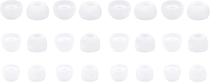 12 Pairs Silicone Replacement Earbud Ear Buds Tips Compatible with 3.8mm to 5.5mm Nozzle Earbuds Earphones, S/M/L White