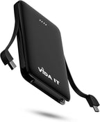 Compact Power Bank Portable Battery Pack for Heated Clothing Vest Jacket Hoodie 5000mAh Pocket Size Portable Charger for iPhone Android Cellphone Portable Battery Charger with Built-In Cable USB/USB-C